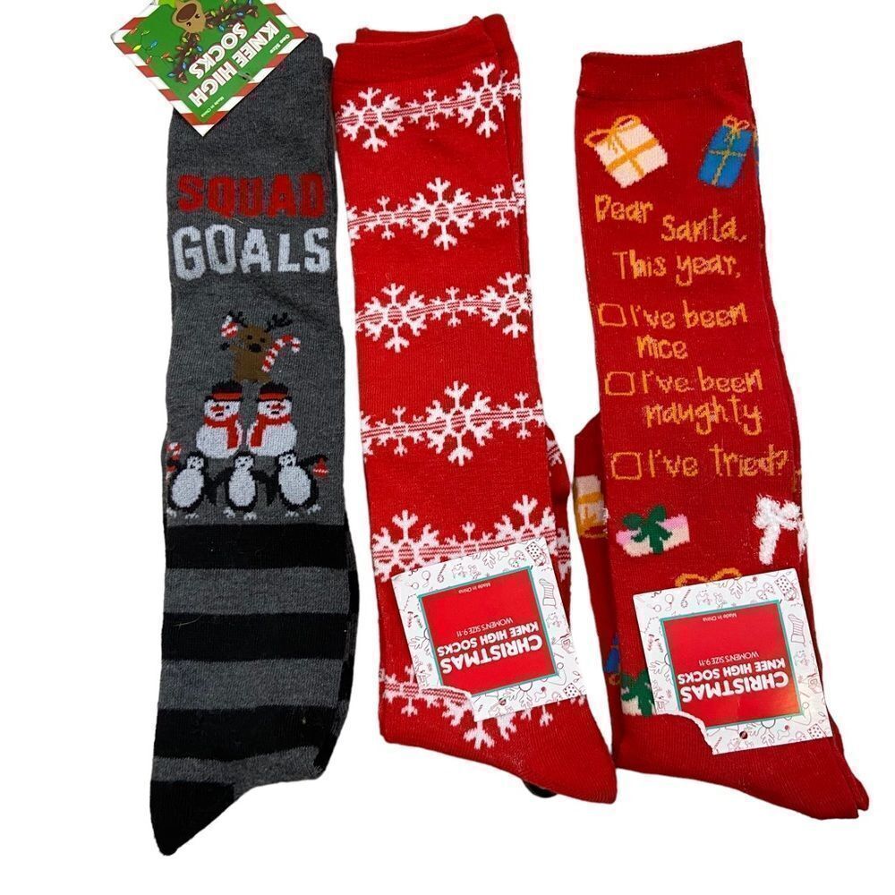 Lot of Three Pairs of Brand New Holiday Themed Knee High Socks One Size